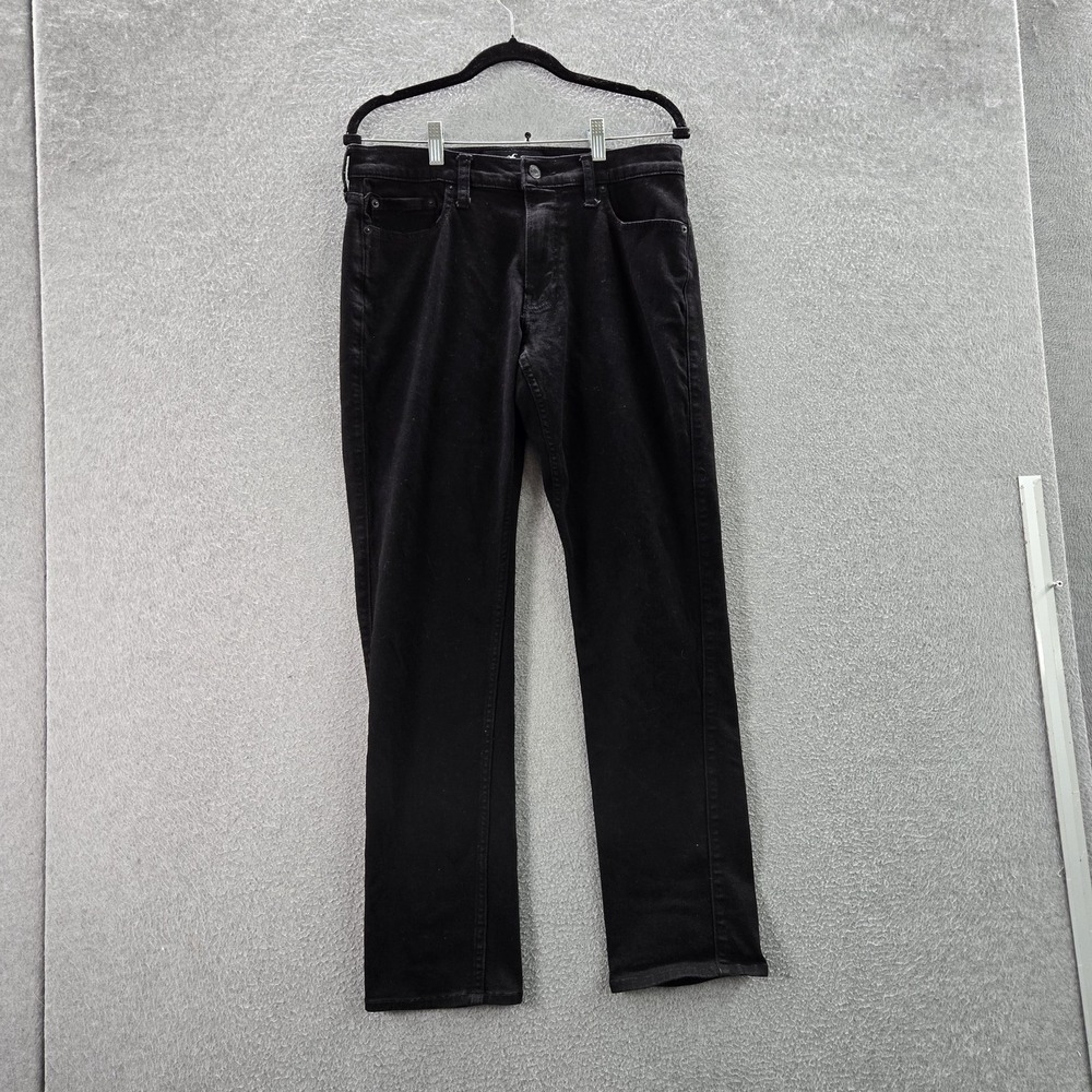 Hollister Men Jeans 32X32 Black Denim Button 29" Inseam Logo